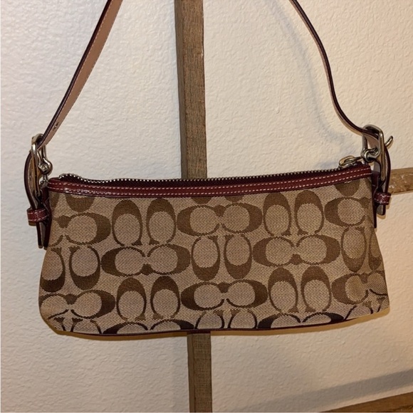 Coach Signature Shoulder Bag with Pink Accent - Picture 5 of 6